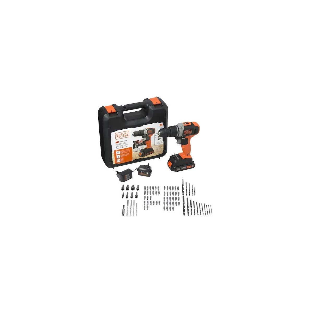 Kit Parafusadeira/Furadeira de Impacto 20V MAX 3/8" (10mm) Íon de Lítio com 80 Acessórios BLACKDECKER-BCD704C1KA-BR