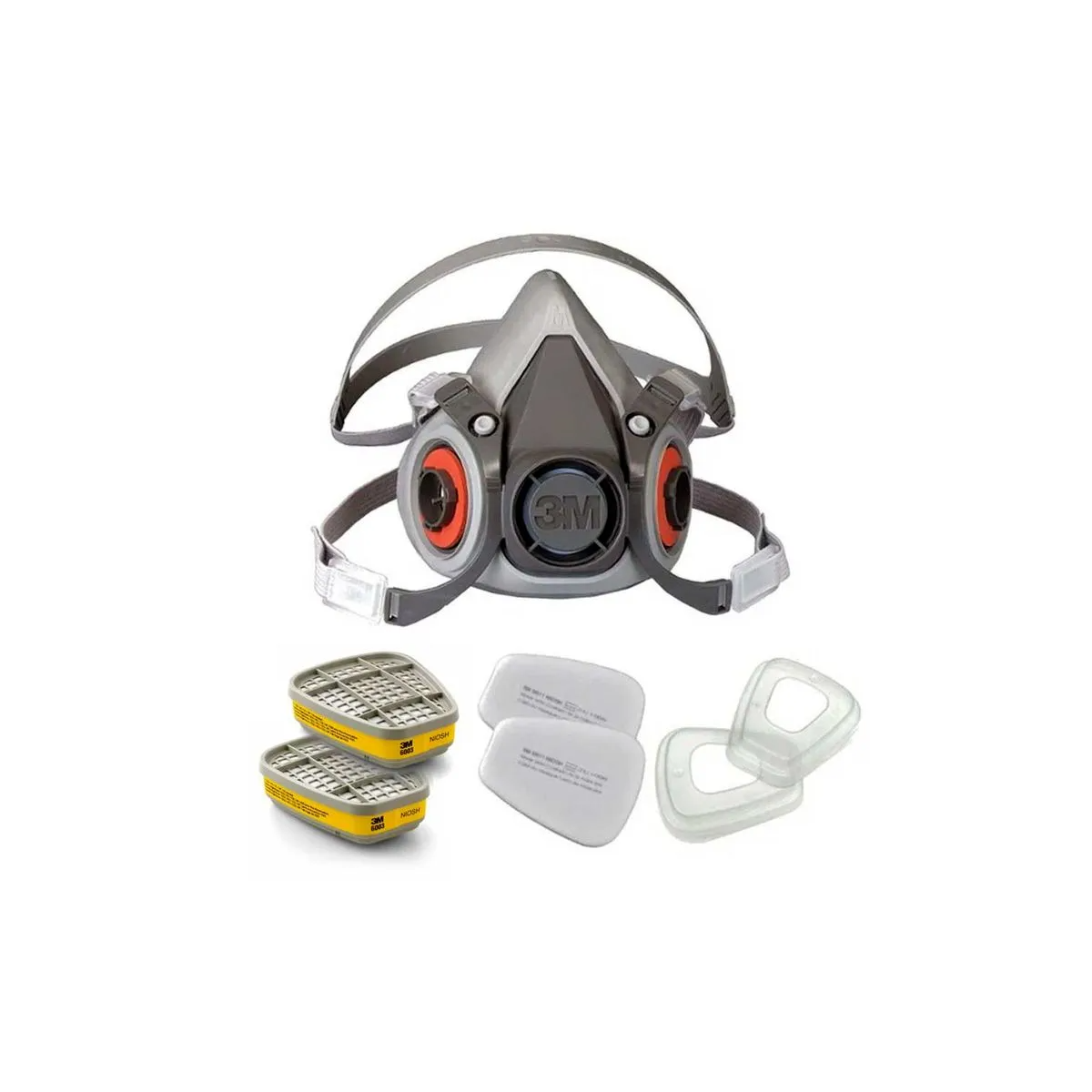 Kit Respirador com Cartucho, Filtro e Retentor 6200 - 3M-HB004643753