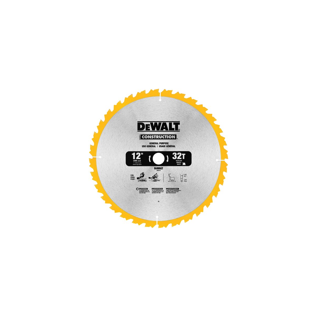 Lâmina de Serra Circular e Esquadria 12" 32 Dentes Para Madeira - DEWALT-DW3123