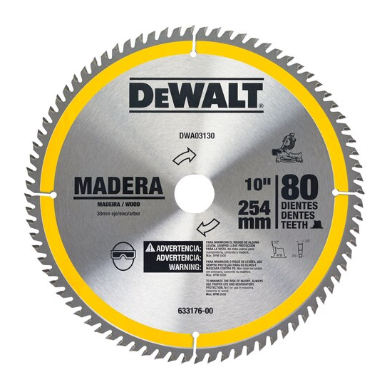 Lâmina Serra Esquadria para Madeira 10'' x 80 Dentes - DEWALT-DWA03130