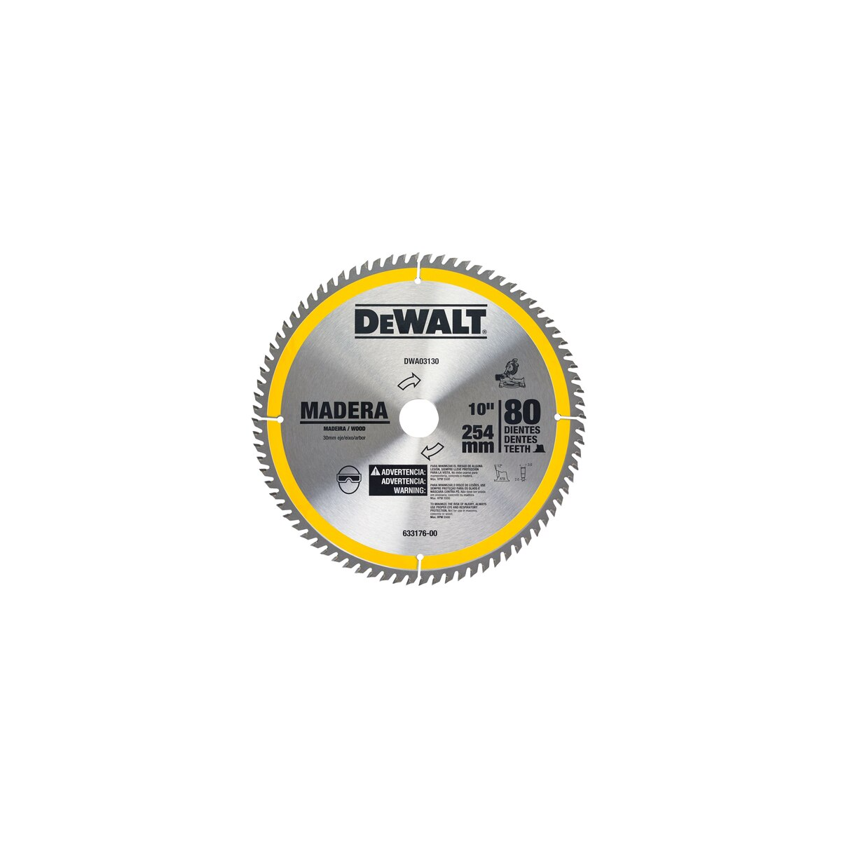 Lâmina Serra Esquadria para Madeira 10'' x 80 Dentes - DEWALT-DWA03130