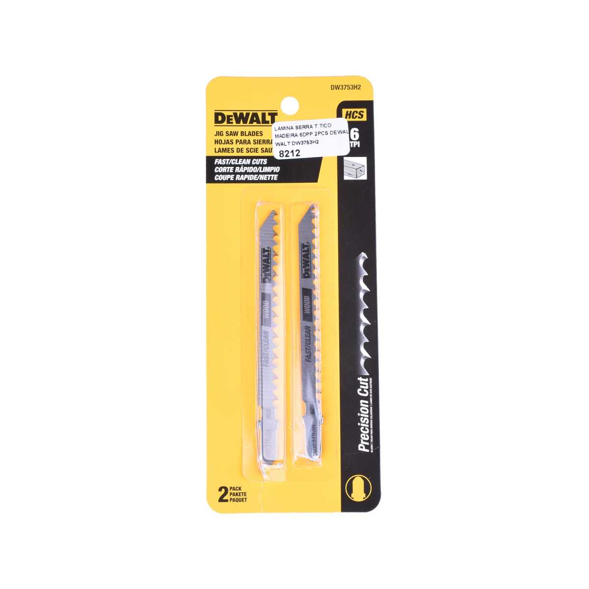 Lamina Serra Tico-Tico para Madeira 4 6 Dentes - DEWALT-DW3753H2