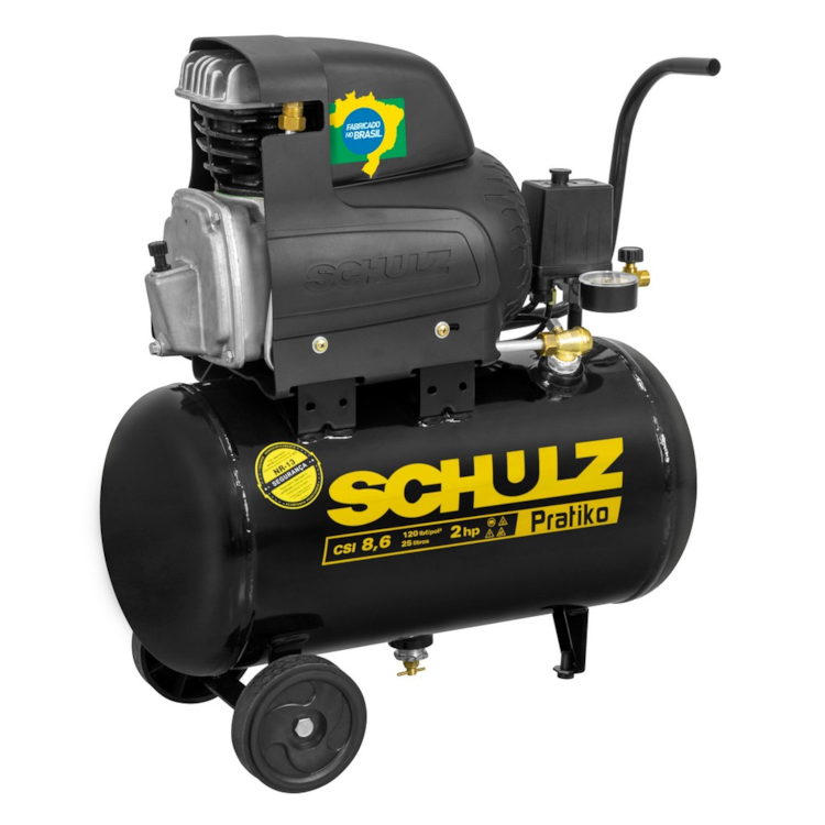 Motocompressor CSI 8.6/25 Pratiko - 8,6pcm 25L 120psi - 220V - SCHULZ-91504220