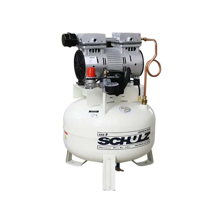Motocompressor de ar Isento de Óleo/Odontológico Silencioso Mono 1HP 5PCM 30 Litros - SCHULZ-CSD-5/30