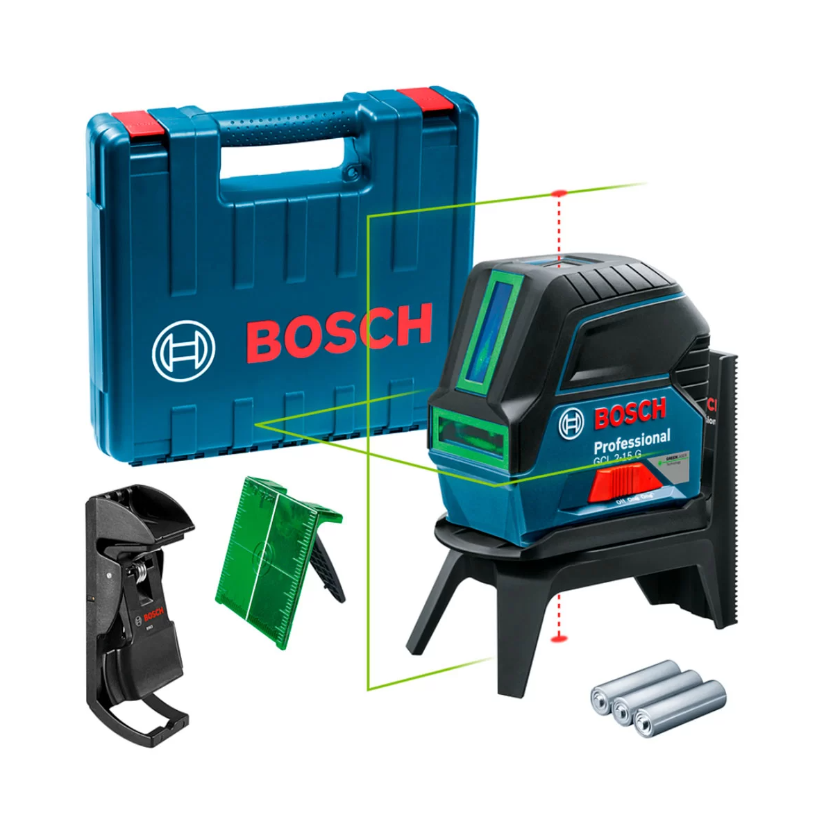 Nível a Laser de Linhas Verdes 15M com Pontos GCL 2-15 G com Maleta - BOSCH-0601066J00