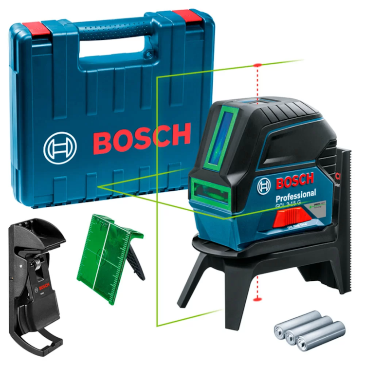 Nível a Laser de Linhas Verdes 15M com Pontos GCL 2-15 G com Maleta - BOSCH-0601066J00