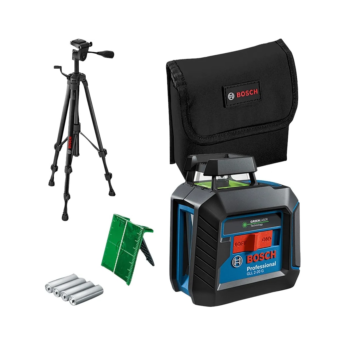 Nível a Laser GLL 2-20G Verde de Linhas Horizontais em 360° com Raio de 10M com Tripé - BOSCH-601065001