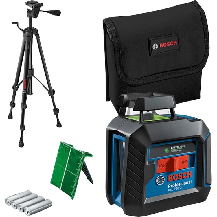 Nível a Laser GLL 2-20G Verde de Linhas Horizontais em 360° com Raio de 10M com Tripé - BOSCH-601065001
