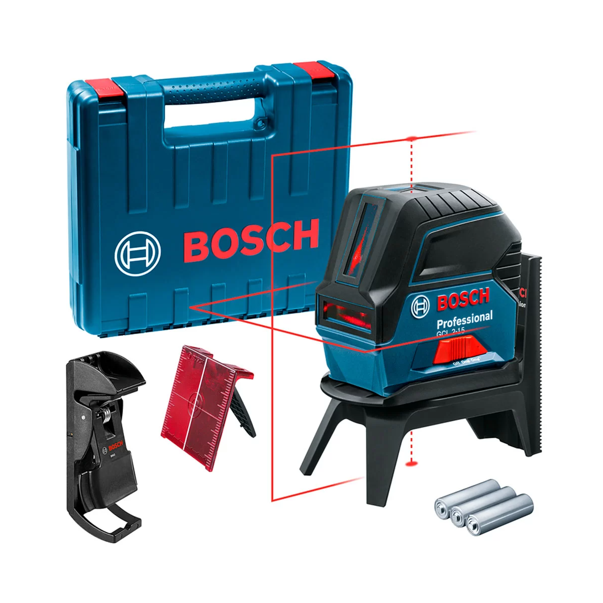 Nível Laser de Linhas GCL 2-15 com Alcance de até 15M Profissional com Gancho e Maleta - BOSCH-0601066E02
