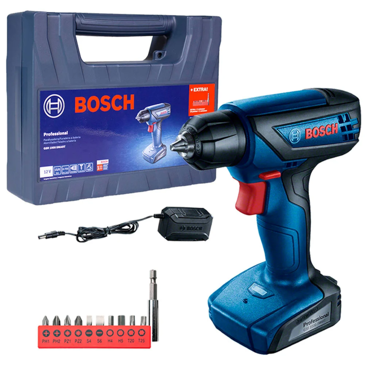 Parafusadeira/Furadeira a Bateria 12V Li-Ion com Carregador Maleta e Acessórios - BOSCH-06019F40E0