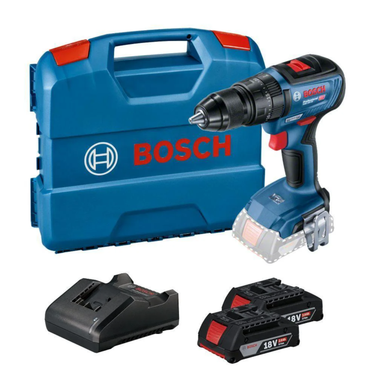 Parafusadeira/Furadeira Bosch Com Impacto GSB 18V-50 com Maleta + 2 Baterias BOSCH-06019H51E0-000