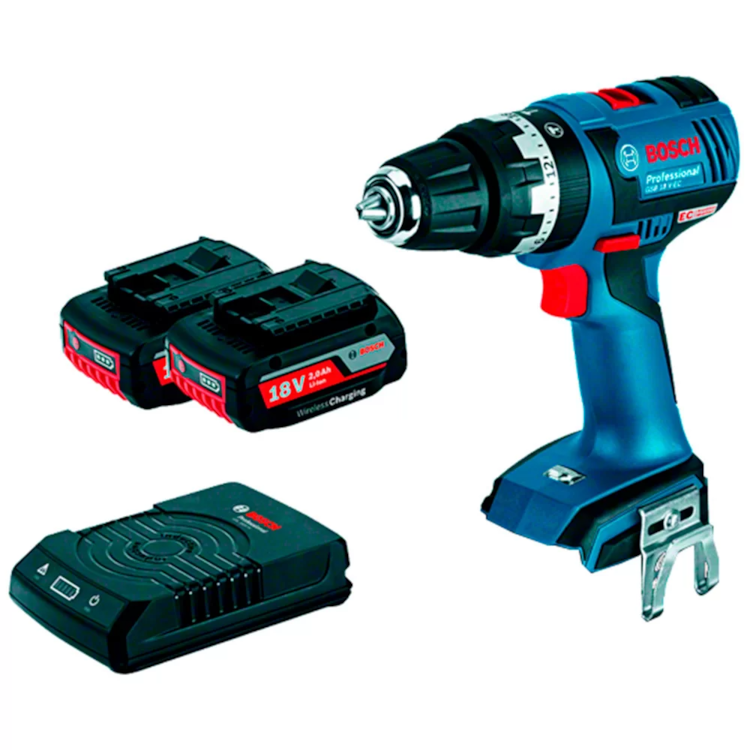 Parafusadeira/Furadeira de Impacto a Bateria 18V Li-Ion com Carregador por Indução 2 Bat. e Maleta - BOSCH-06019E91E1