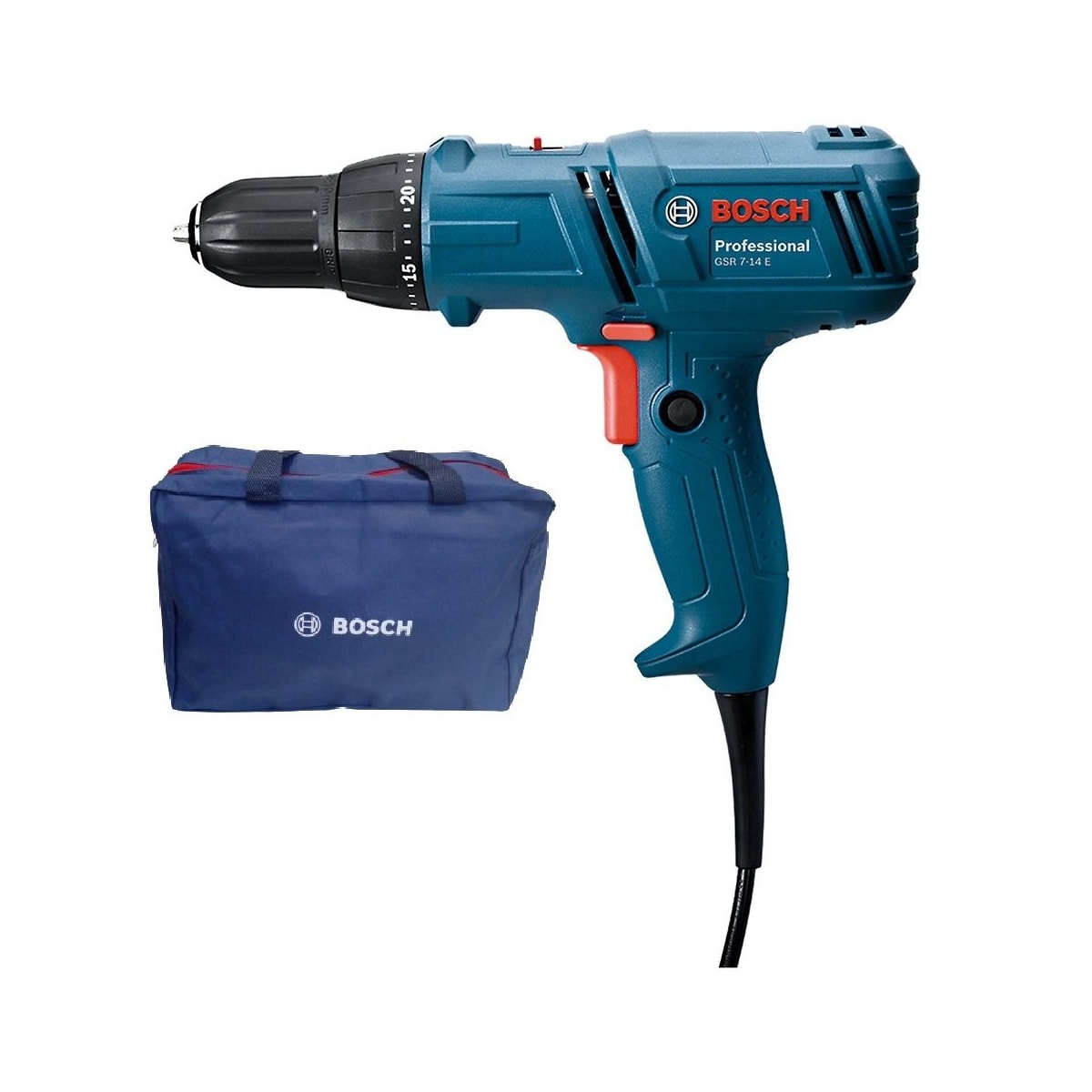 Parafusadeira/Furadeira GSR 7-14 de 3/8" 400W 200V com Cabo de 4M + Bolsa - BOSCH-06014470E2