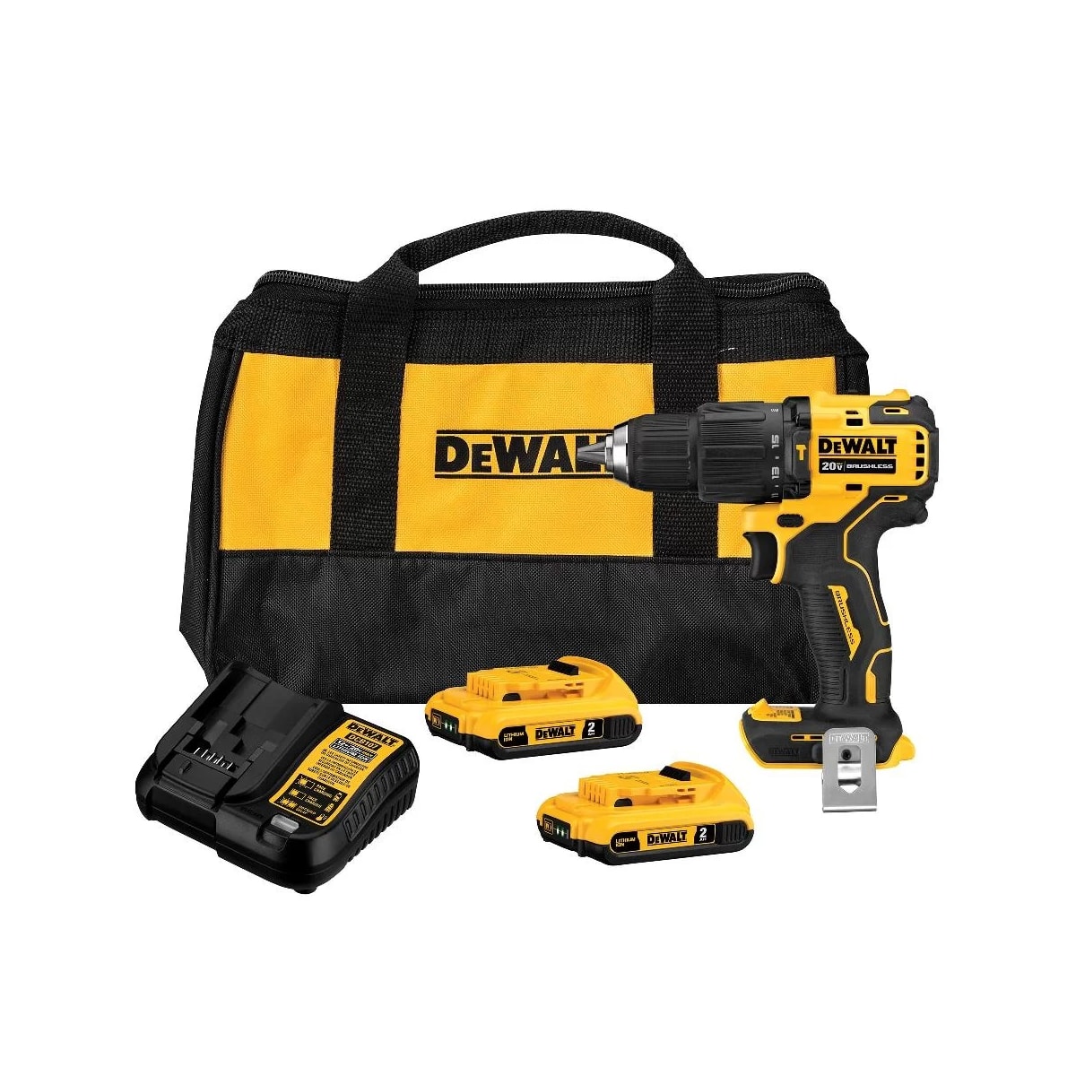 Parafusadeira/Furadeira Impacto 1/2" 13mm 20V MAX LI-ION Brushless 2 VVR com 2 Baterias 2Ah e Carregador Bivolt + Bolsa - DEWALT-DCD709D2-BR