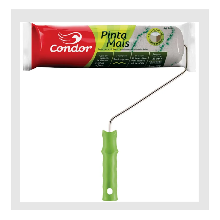 Rolo Lã Pinta Mais 23Cm 2012 Com Suporte CONDOR-91023