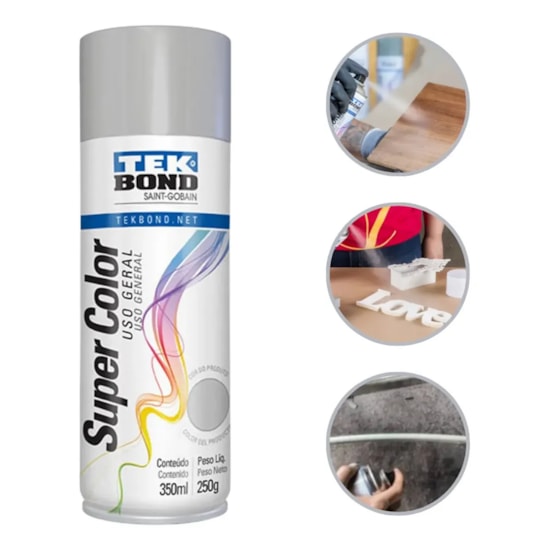 Tinta em Spray Super Color Uso Geral Cinza com 350ml/250g - TEKBOND-23191006900