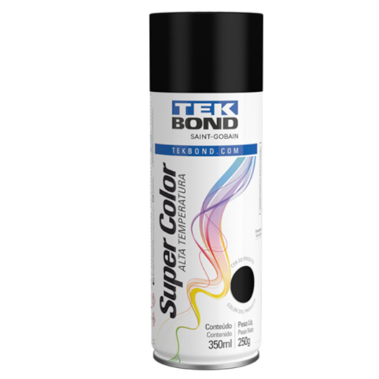 Tinta Spray 350ml Alta Temperatura Preto Fosco - TEKBOND-23371006900