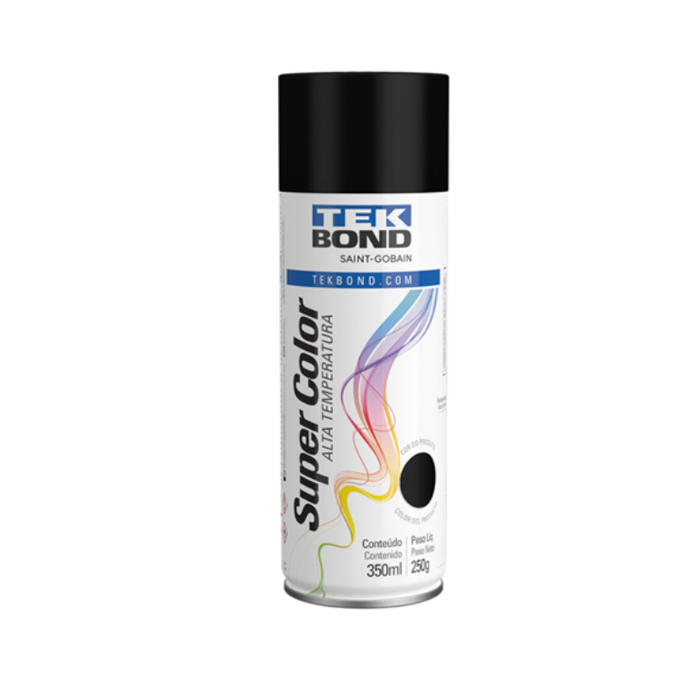 Tinta Spray 350ml Alta Temperatura Preto Fosco - TEKBOND-23371006900