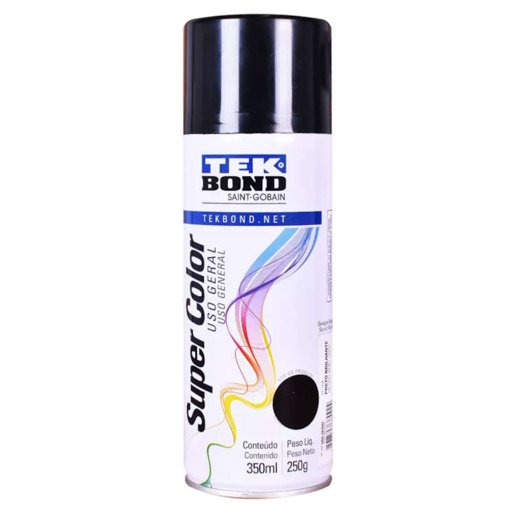 Tinta Spray De Uso Geral Preto Brilhante 350ML - TEKBOND-23011006900